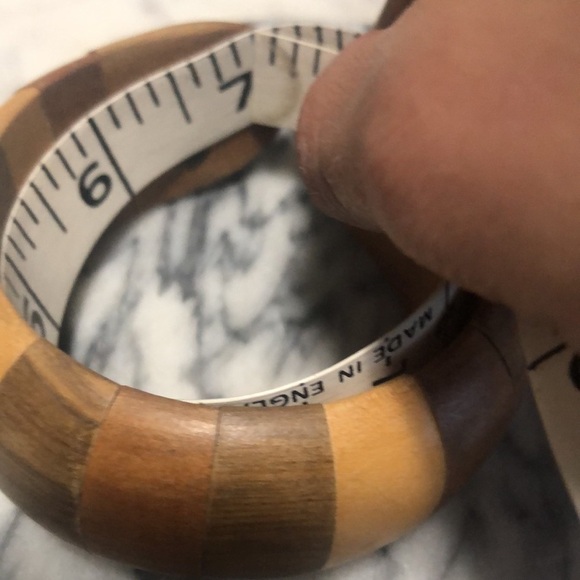 vtg Wooden Articulated Panel Assorted Multi Colour Cuff Bangle 7” - Picture 6 of 10